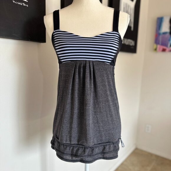 lululemon athletica Tops - #28 Lululemon Run: Back On Track Tank in Black / Classic Stripe Polar Haze Black